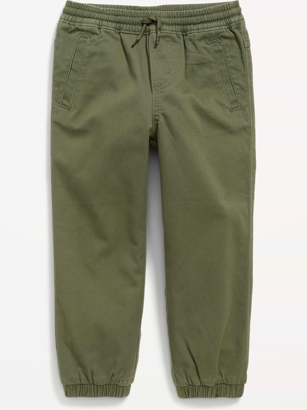 Kids Olive Green Cargo Jogger Pants with Elastic Ankles